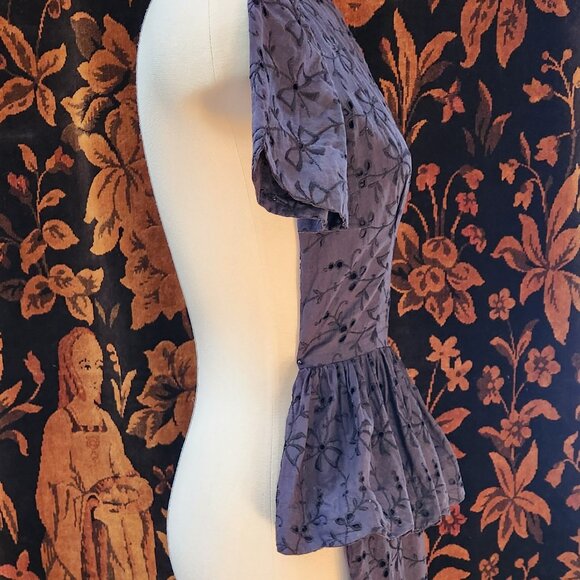 1940s Eyelet Peplum Dress - Picture 4 of 8